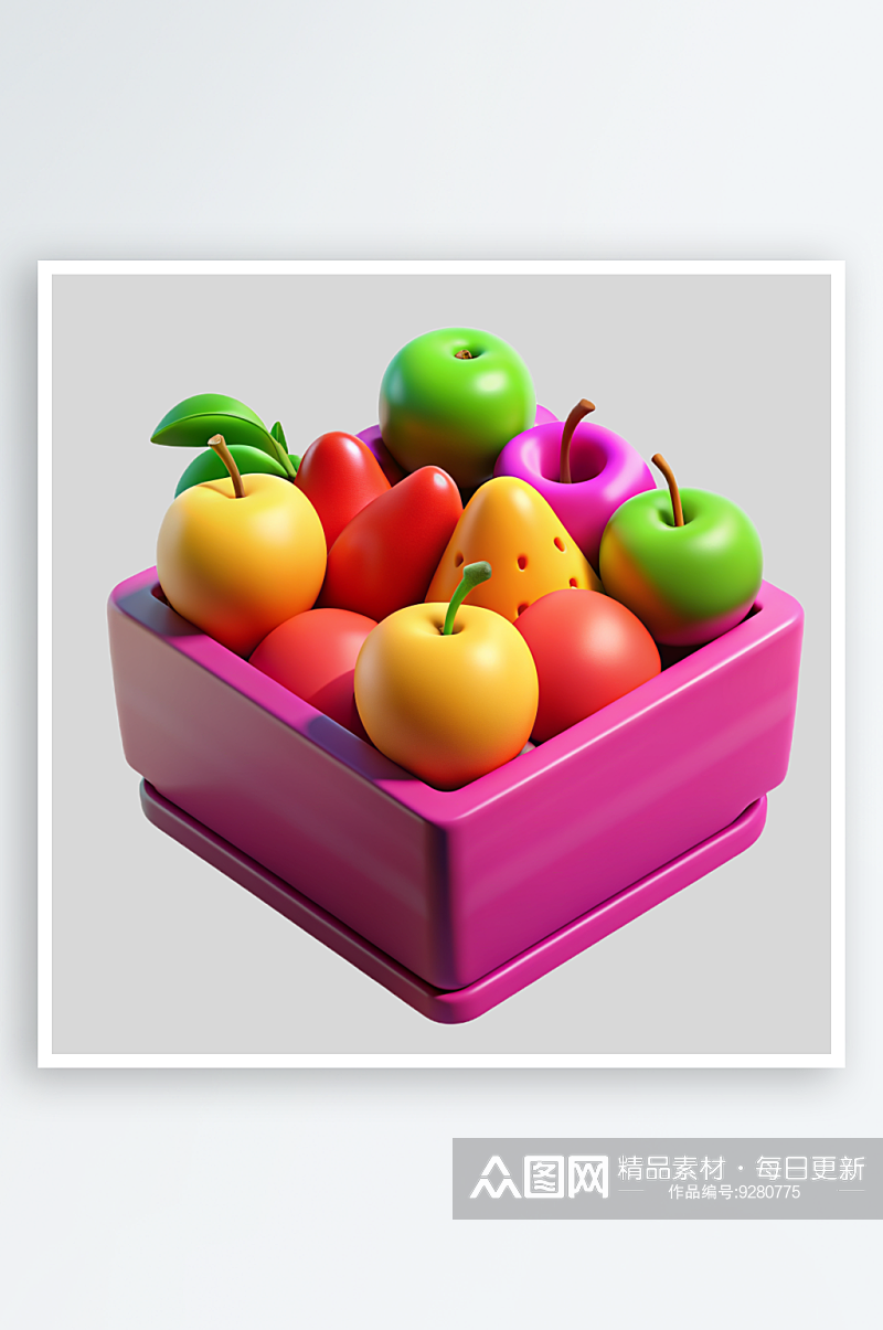 水果箱免抠图立体设计小元素素材