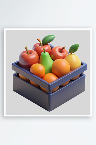 水果箱免抠图立体设计小元素