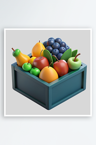 水果箱免抠图立体设计小元素
