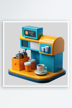 咖啡贩卖机免抠图立体设计元素