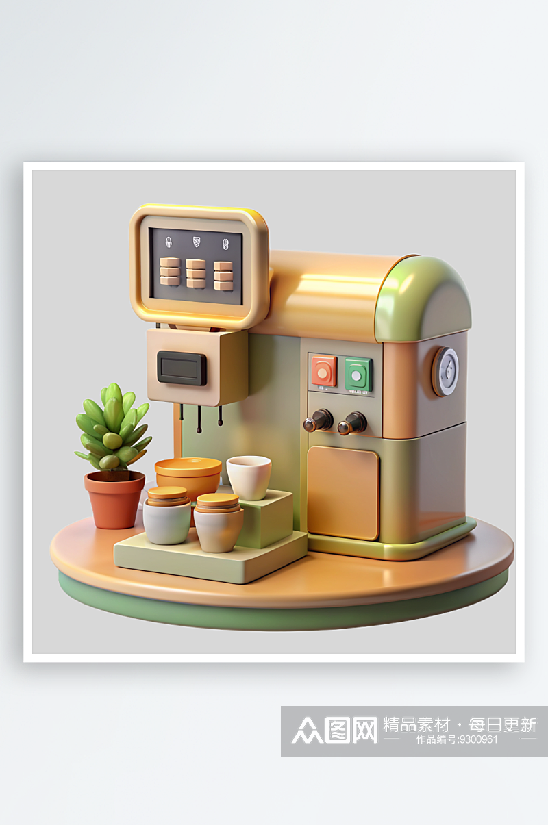 咖啡贩卖机免抠图立体设计元素素材