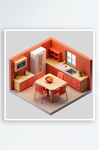 公寓餐厅免抠图立体设计小元素