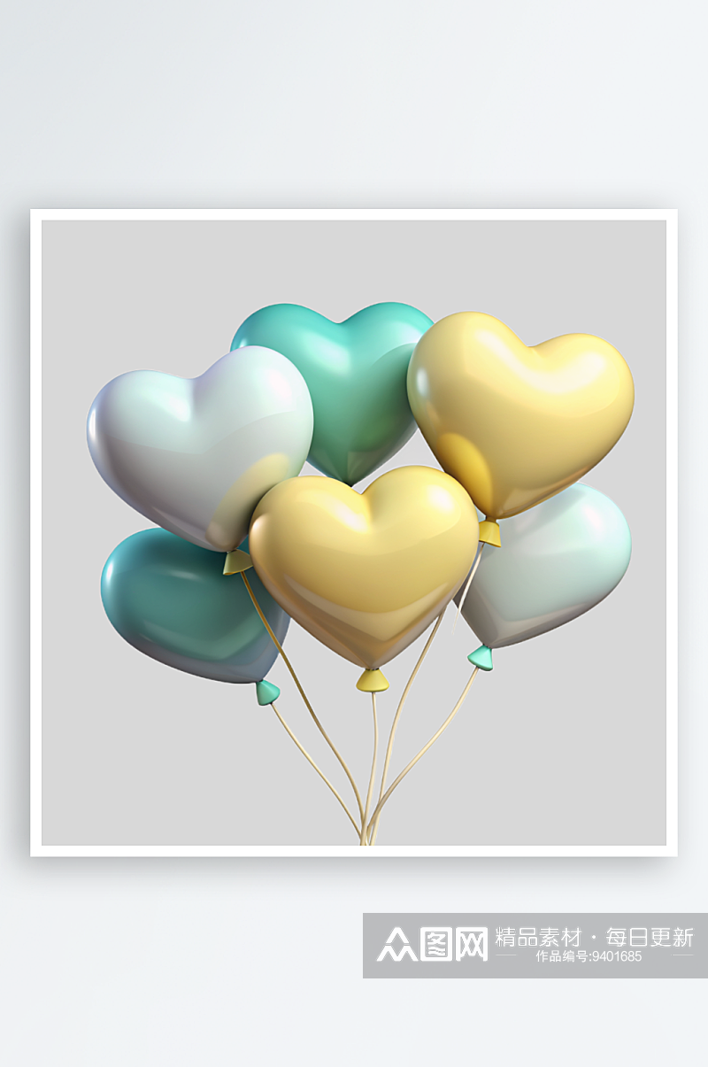 心形气球免抠图立体设计元素素材