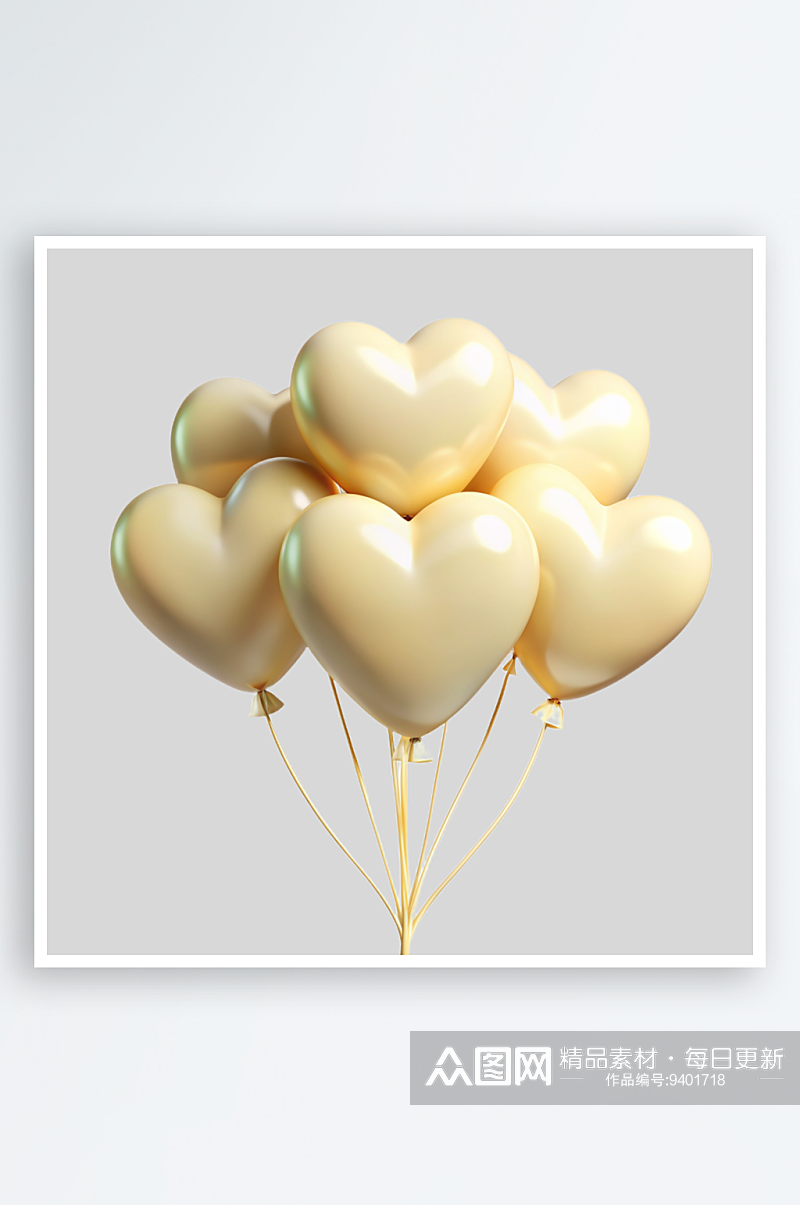 心形气球免抠图立体设计小元素素材