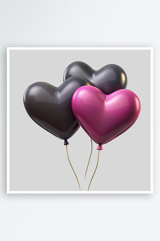 心形气球免抠图立体设计小元素