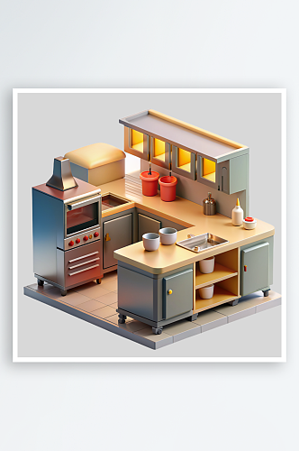 饭店厨房免抠图立体设计小元素