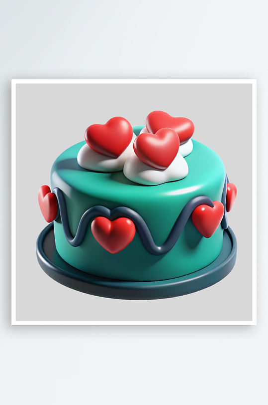 爱心蛋糕免抠图立体设计元素