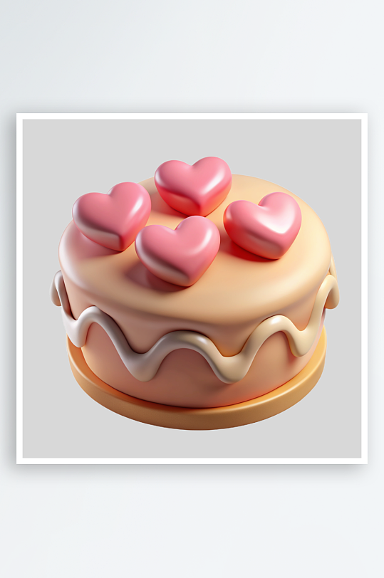 爱心蛋糕免抠图立体设计小元素