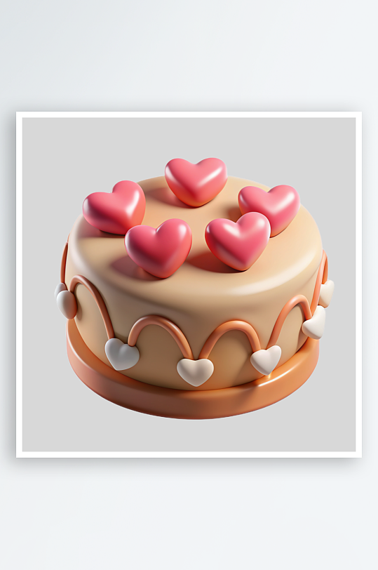 爱心蛋糕免抠图立体设计小元素
