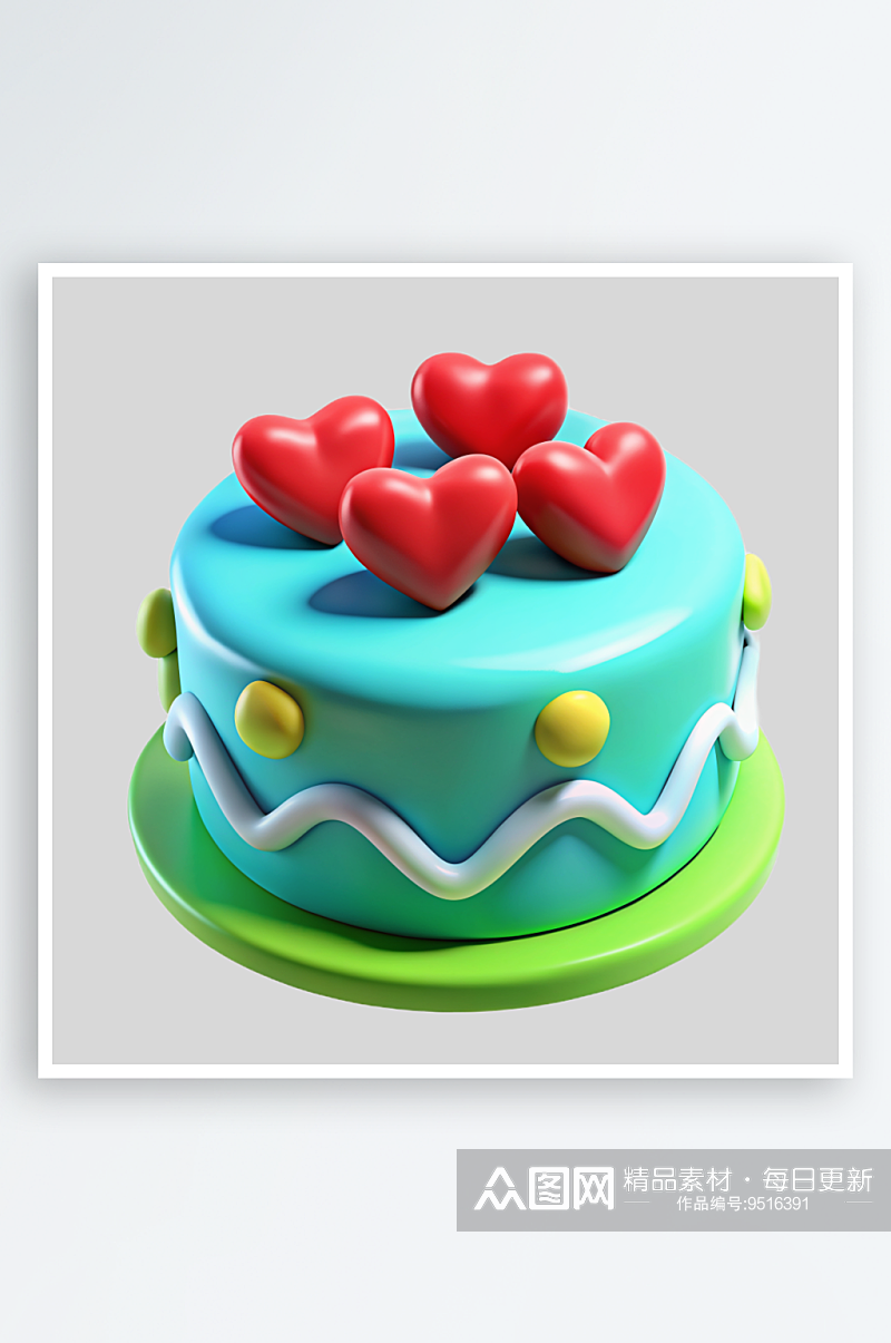 爱心蛋糕免抠图立体设计元素素材