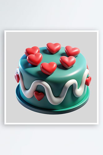 爱心蛋糕免抠图立体设计小元素