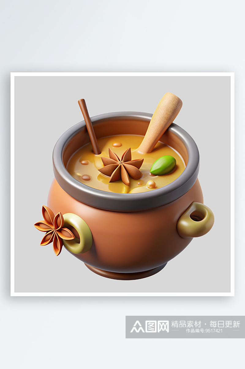 煲汤免抠图立体设计小元素素材