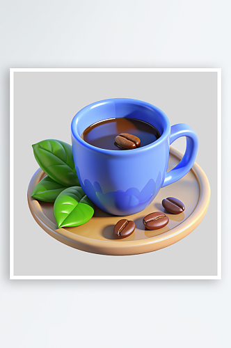 薄荷咖啡免抠图立体设计小元素