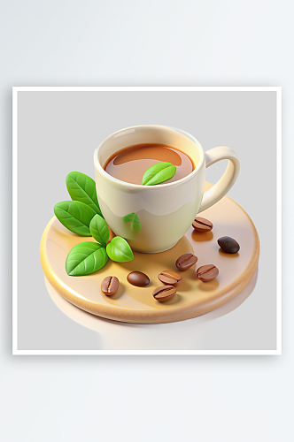 薄荷咖啡免抠图立体设计小元素