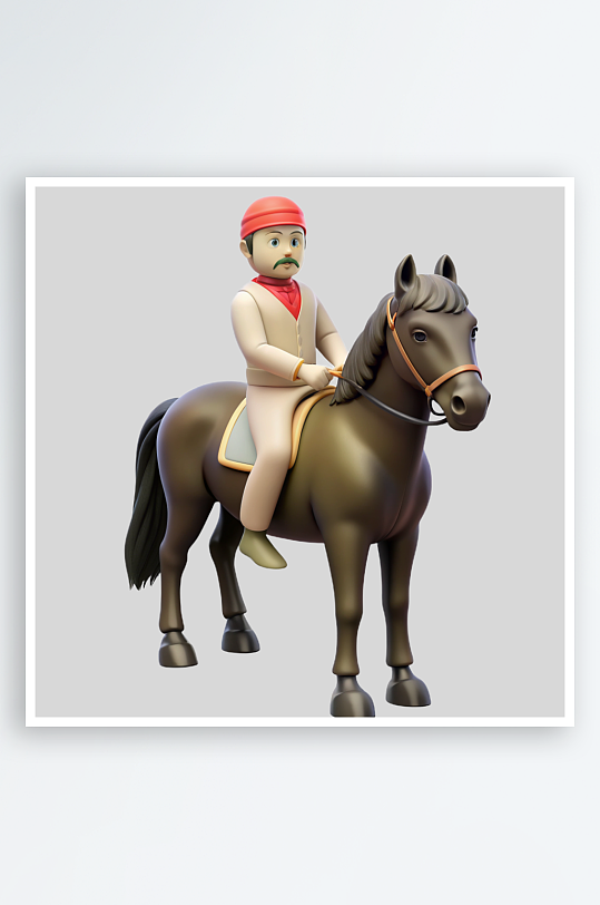 骑马免抠图立体设计小元素