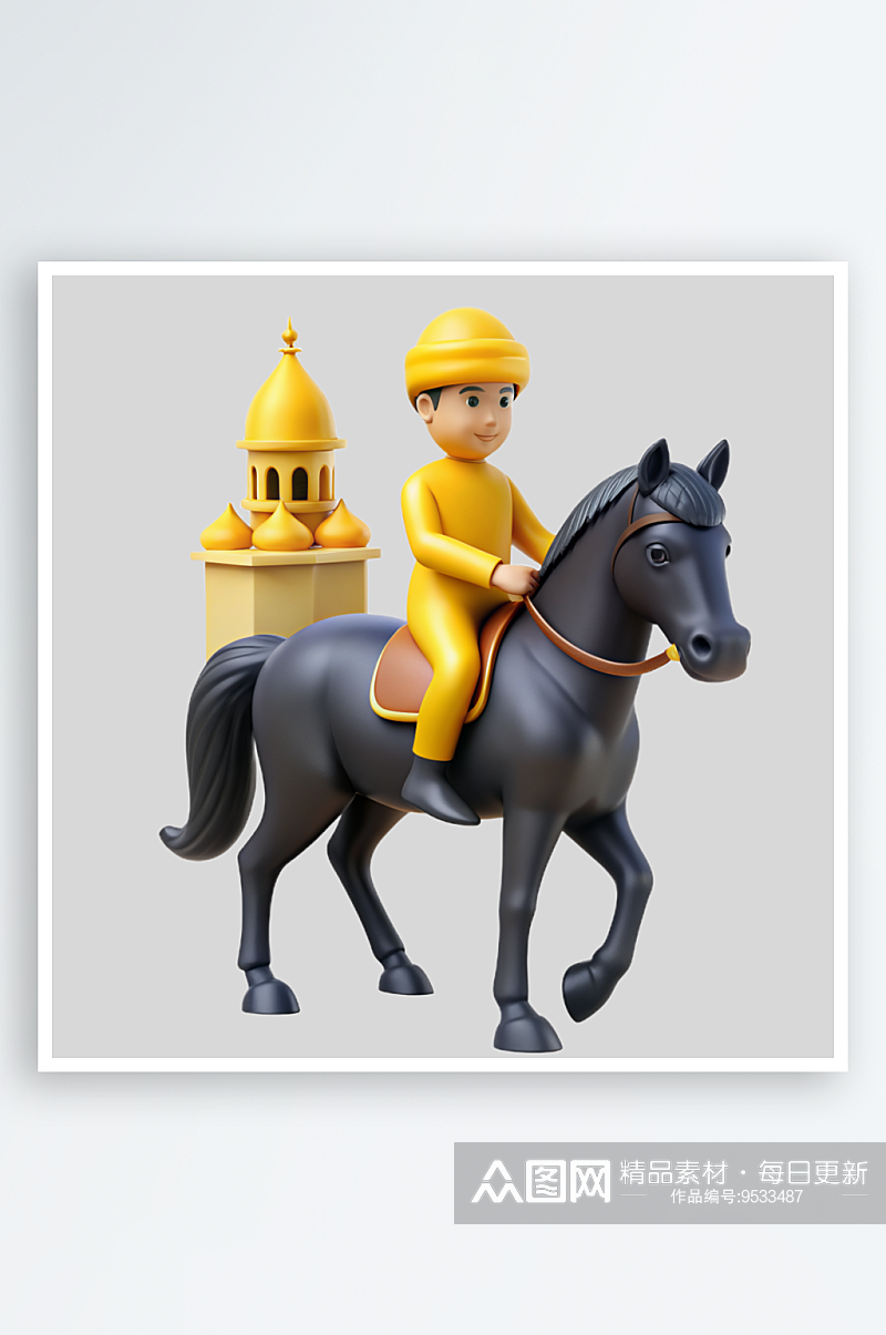 骑马免抠图立体设计小元素素材
