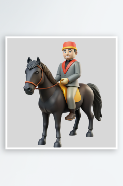 骑马免抠图立体设计小元素