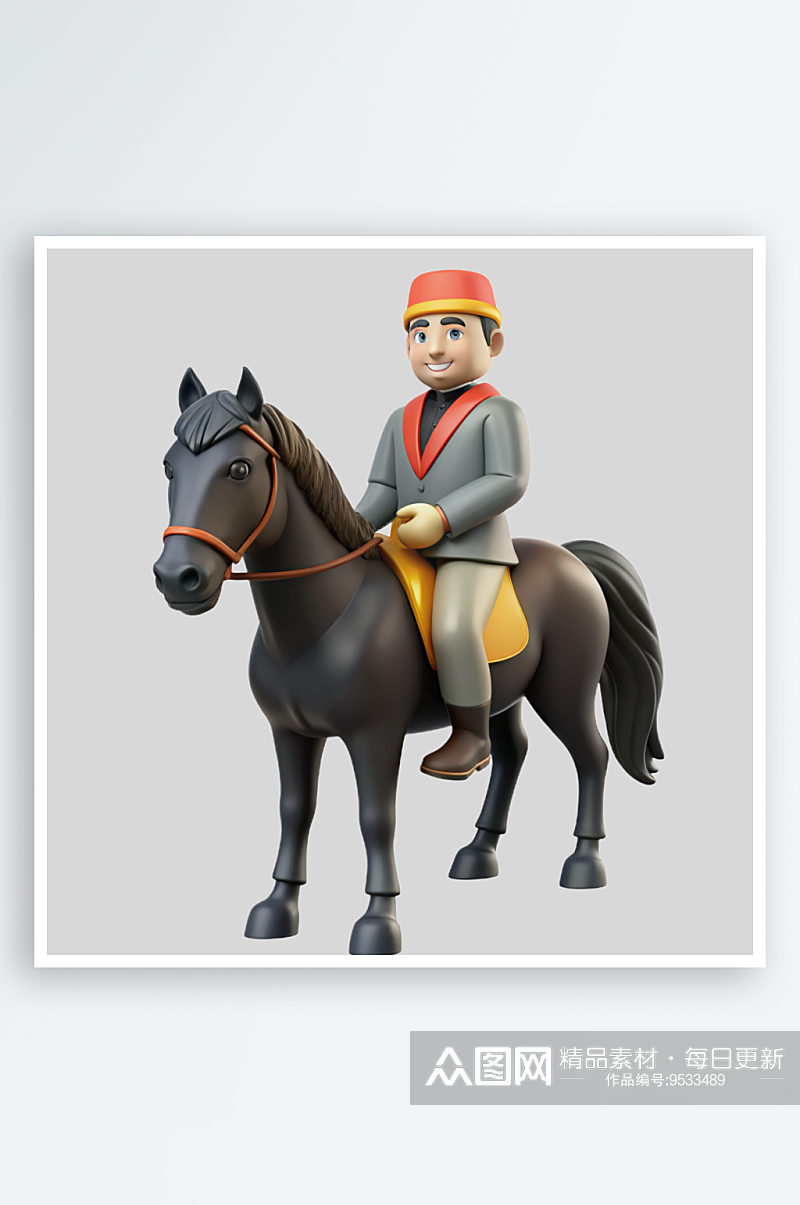 骑马免抠图立体设计小元素素材