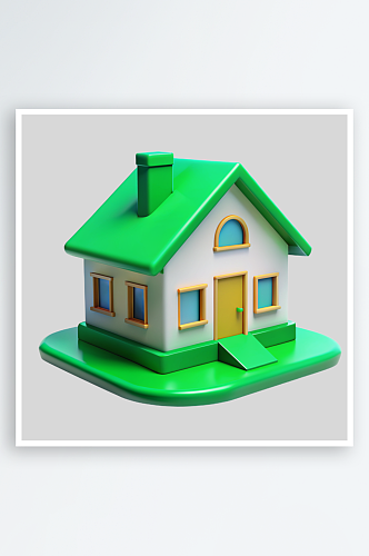 小屋子免抠图立体设计元素