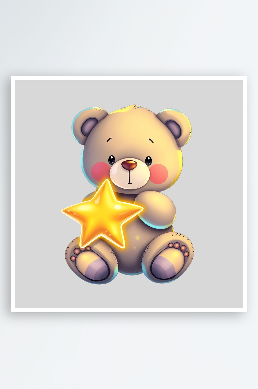 星星小熊免抠图立体设计小元素素材