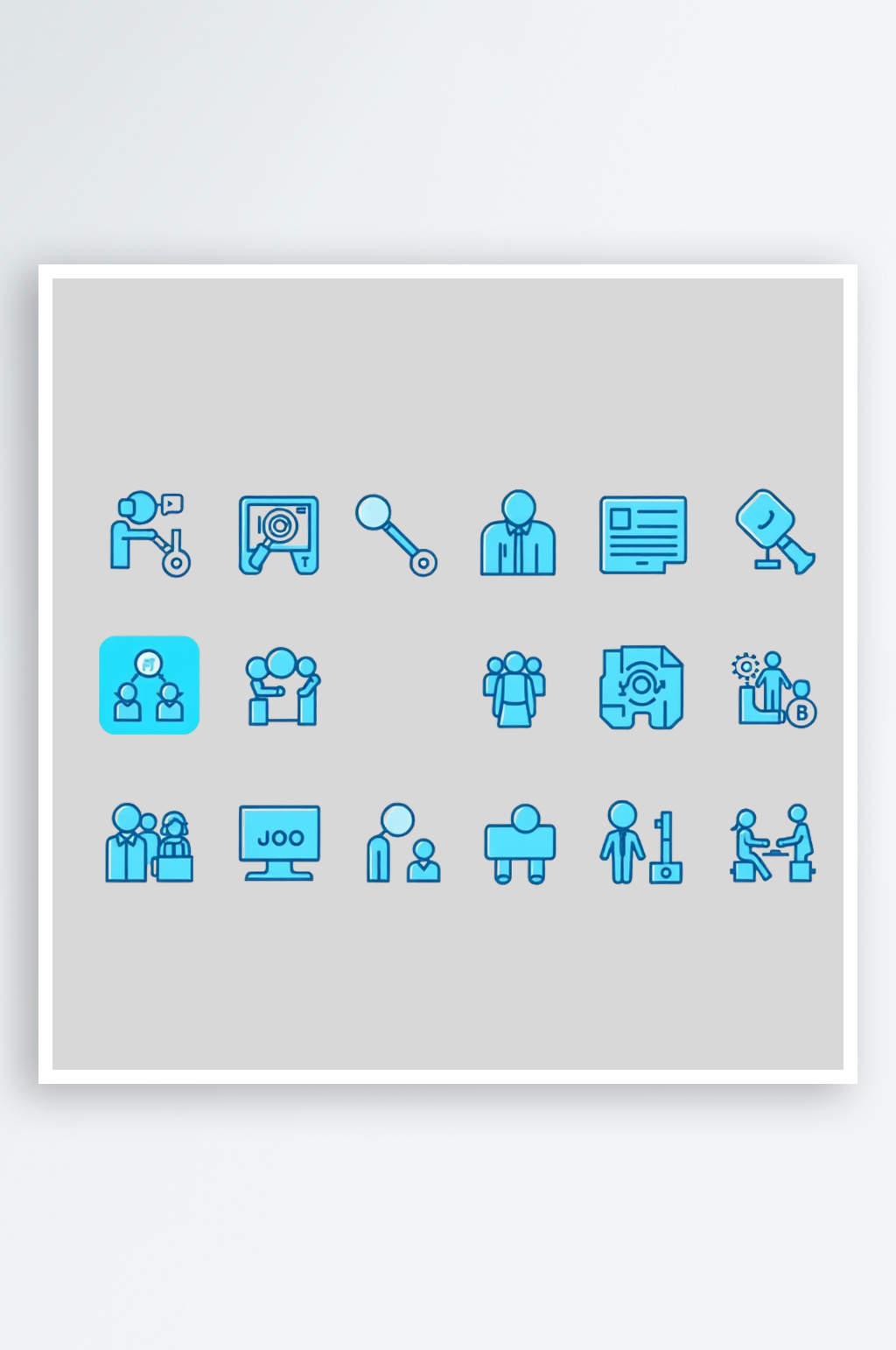 蓝色简约矢量团队合作商务小图标元素素材