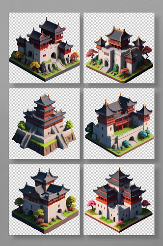 中式城堡微缩模型