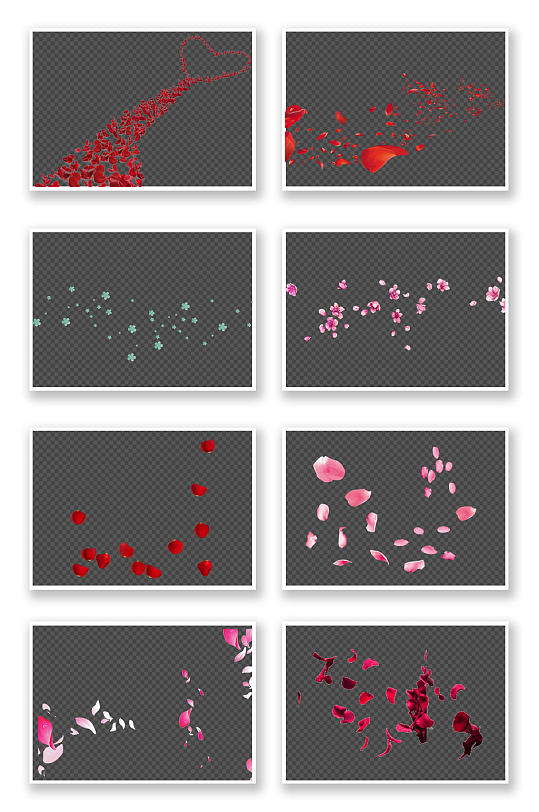 粉色桃花树花瓣飘落PNG元素