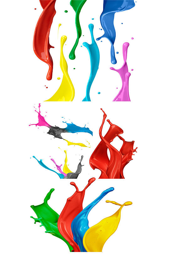 彩色飞溅水彩喷溅炫彩颜料海报png元素
