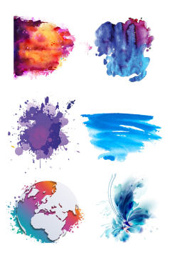 彩色飞溅水彩喷溅炫彩颜料海报PNG元素