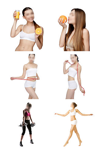 运动瘦身减肥性感美女人物PNG元素