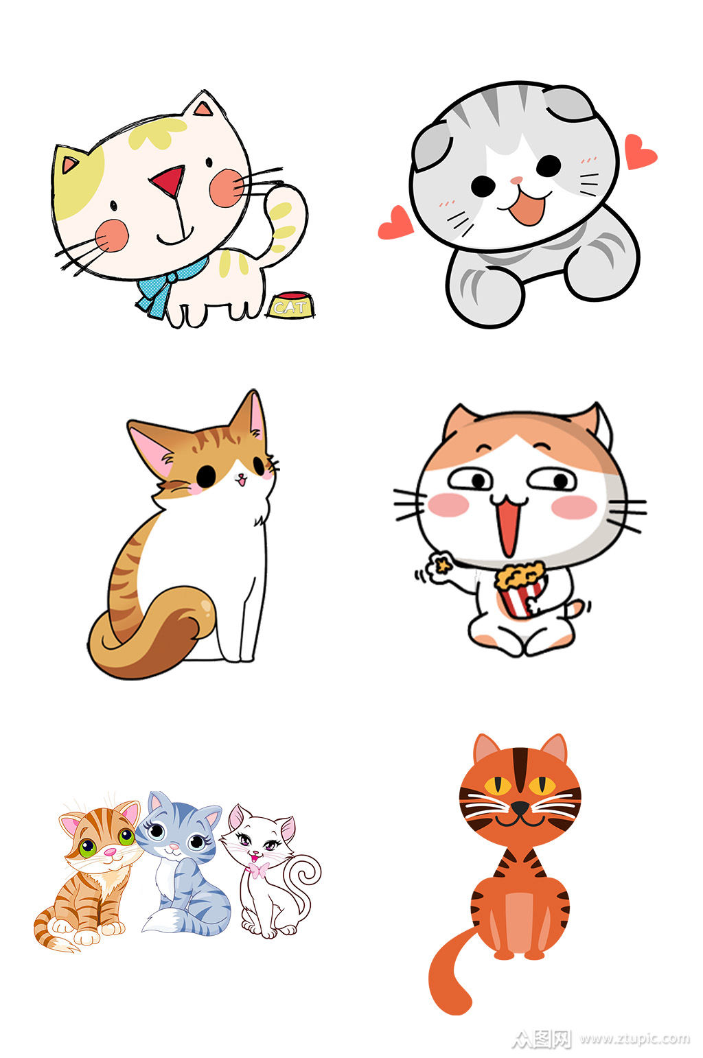 可爱卡通猫咪素材免扣png元素