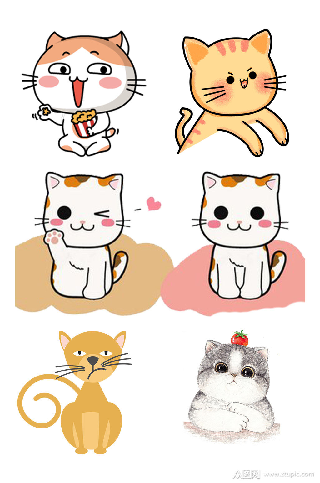 可爱卡通猫咪素材免扣png元素