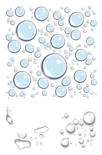 透明蓝色水滴水珠元素