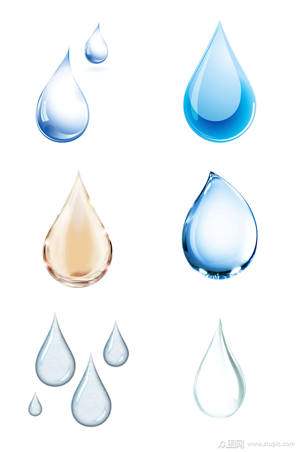 蓝色水滴眼泪水珠免扣素材元素