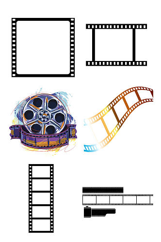 手绘科技胶卷照片底片元素