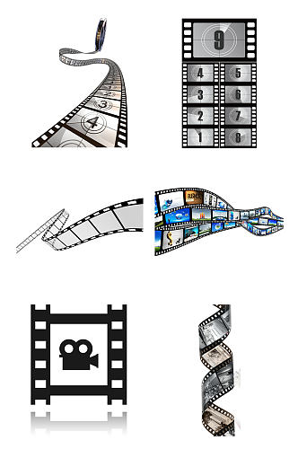 灰色扁平化电影胶片元素