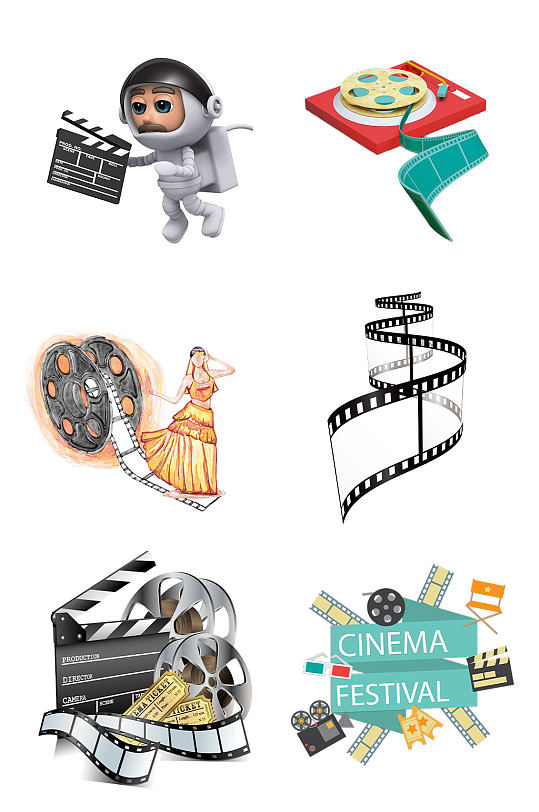 扁平化创意交卷底片电影胶片电影节元素