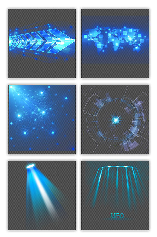 创意蓝色科技光感科技未来光效PNG元素