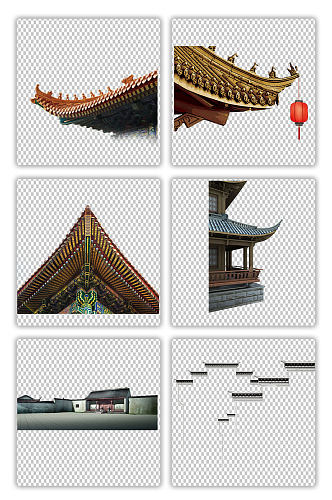 中国风古代建筑房檐江南古风建筑素材元素