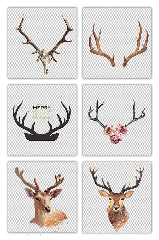 动物鹿角圣诞小鹿鹿角免扣png素材