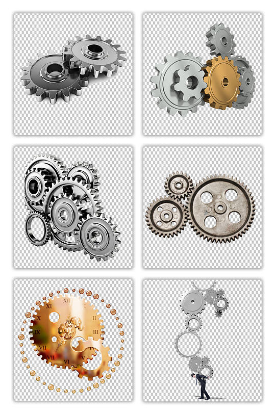 金色银色齿轮科技零件组合素材