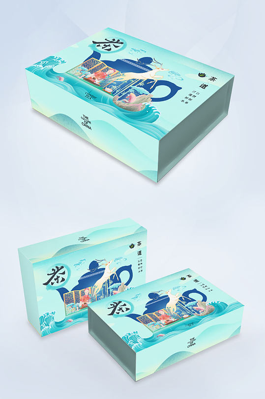 国潮风简约大气茶叶包装礼盒-众图网