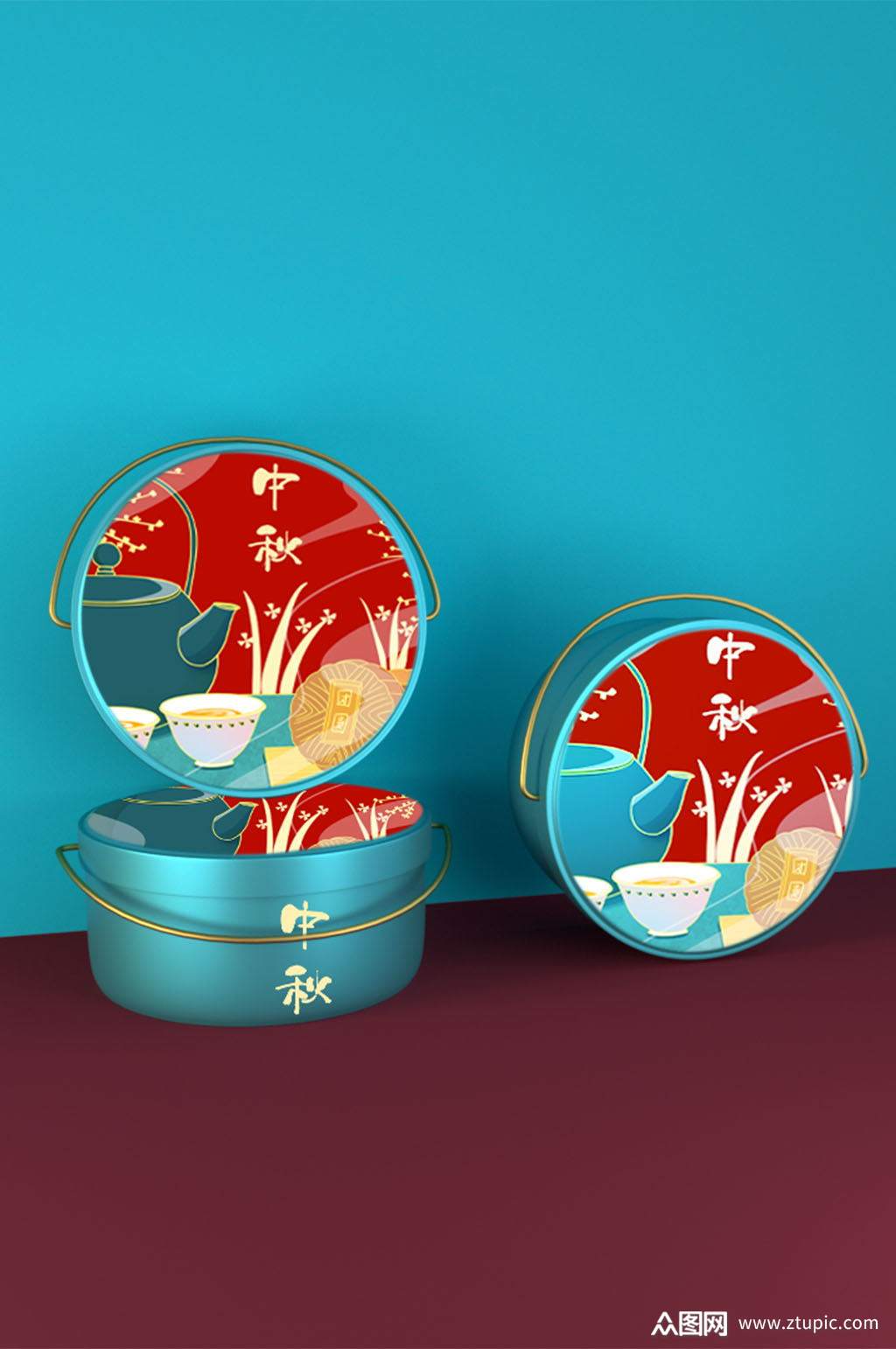 中秋月饼礼盒包装国潮vi包装素材