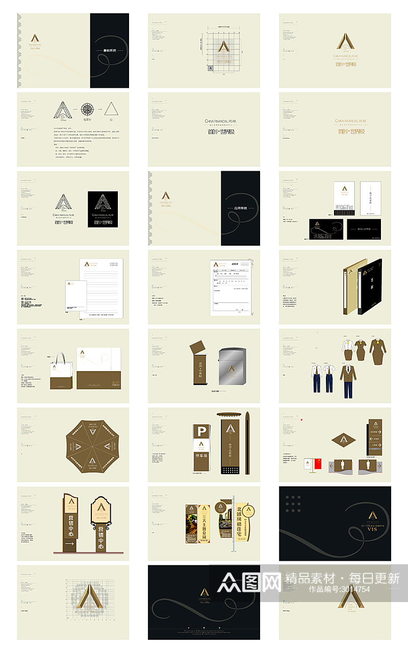 大气金色房地产通用VI导视手册素材