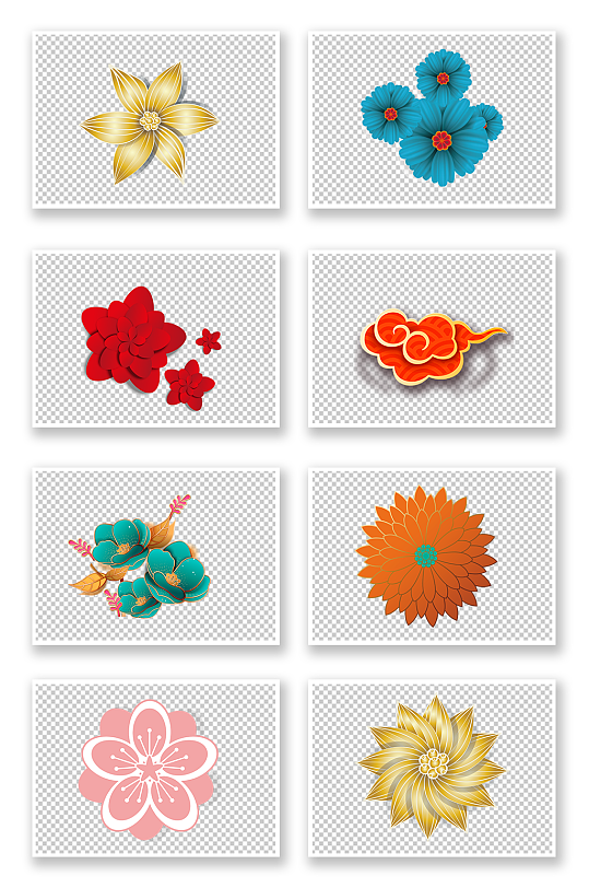 中国风装饰元素线框线条