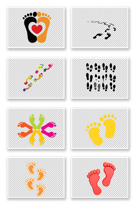 彩色可爱脚印免扣素材-众图网