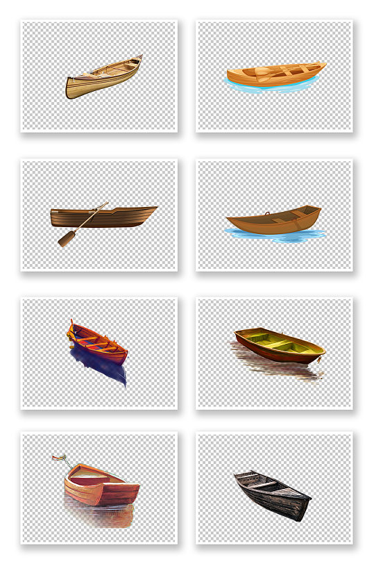手绘木质小船免抠素材