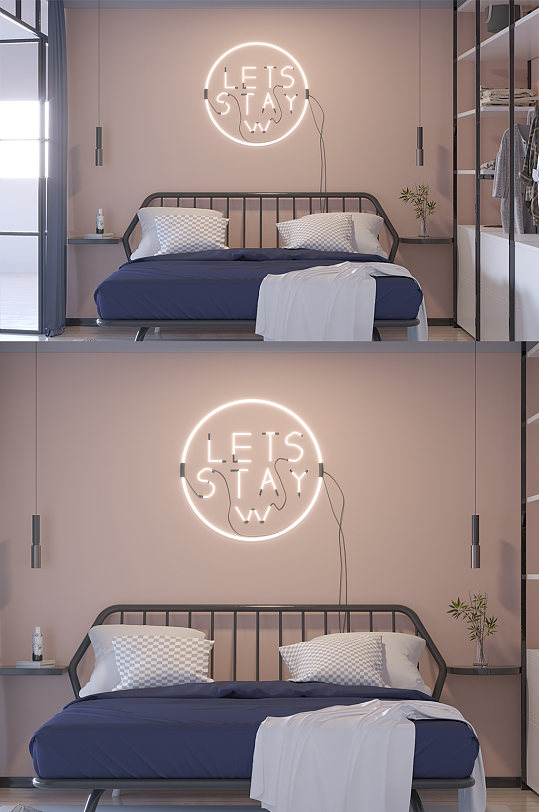 现代家居卧室床设计-众图网