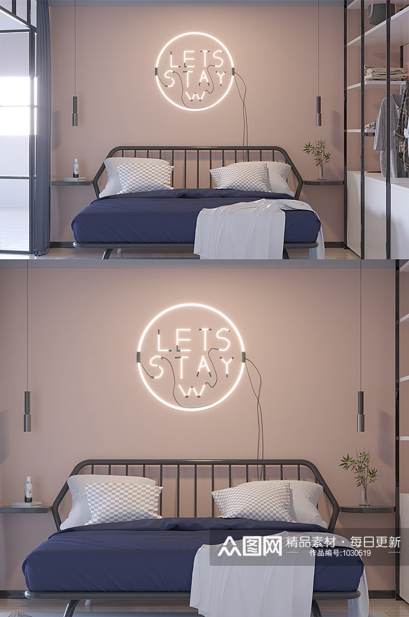 现代家居卧室床设计素材