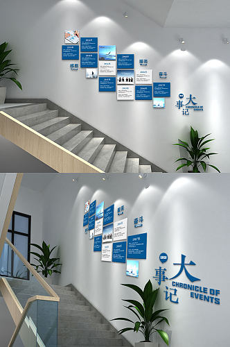 企业发展历程楼梯文化墙